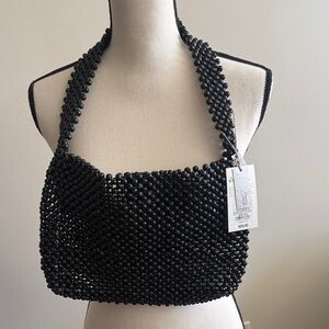 Chic Black Beaded Shoulder Bag by a. new day  NWT